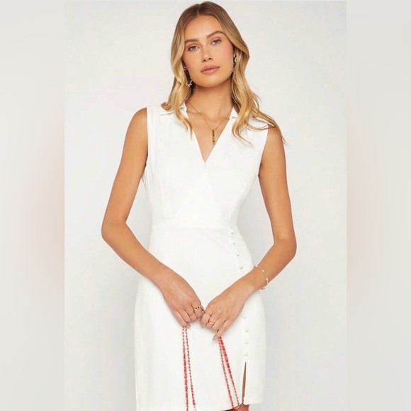 SHEIN BIZwear Solid Button Detail Dress Workwear - Picture 3 of 5